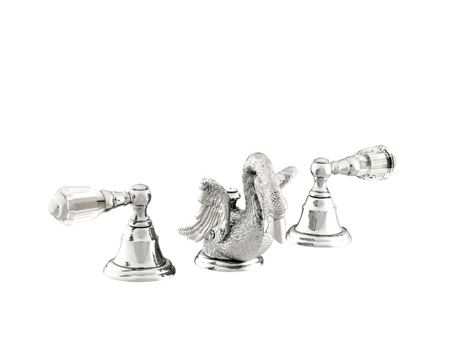 Bronces Mestre Swan Three holes basin set with Swarovski crystal - 039641