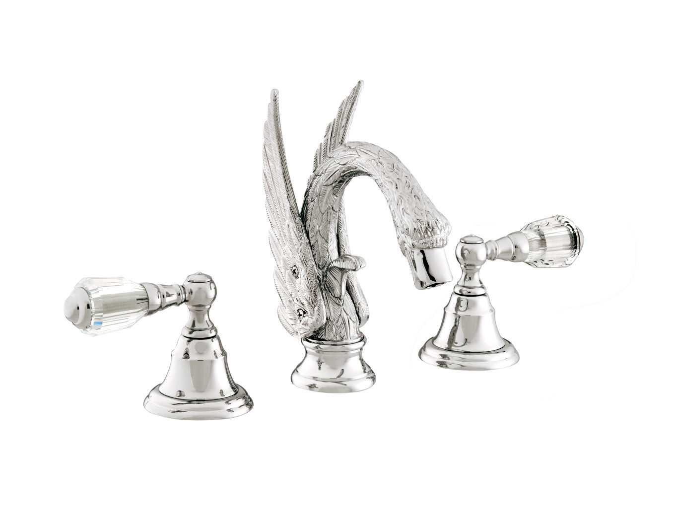 Bronces Mestre Swan Three holes basin set with Swarovski crystal - 039642
