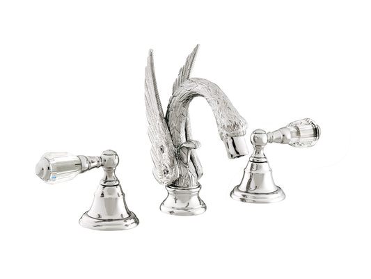 Bronces Mestre Swan Three holes basin set with Swarovski crystal - 039642