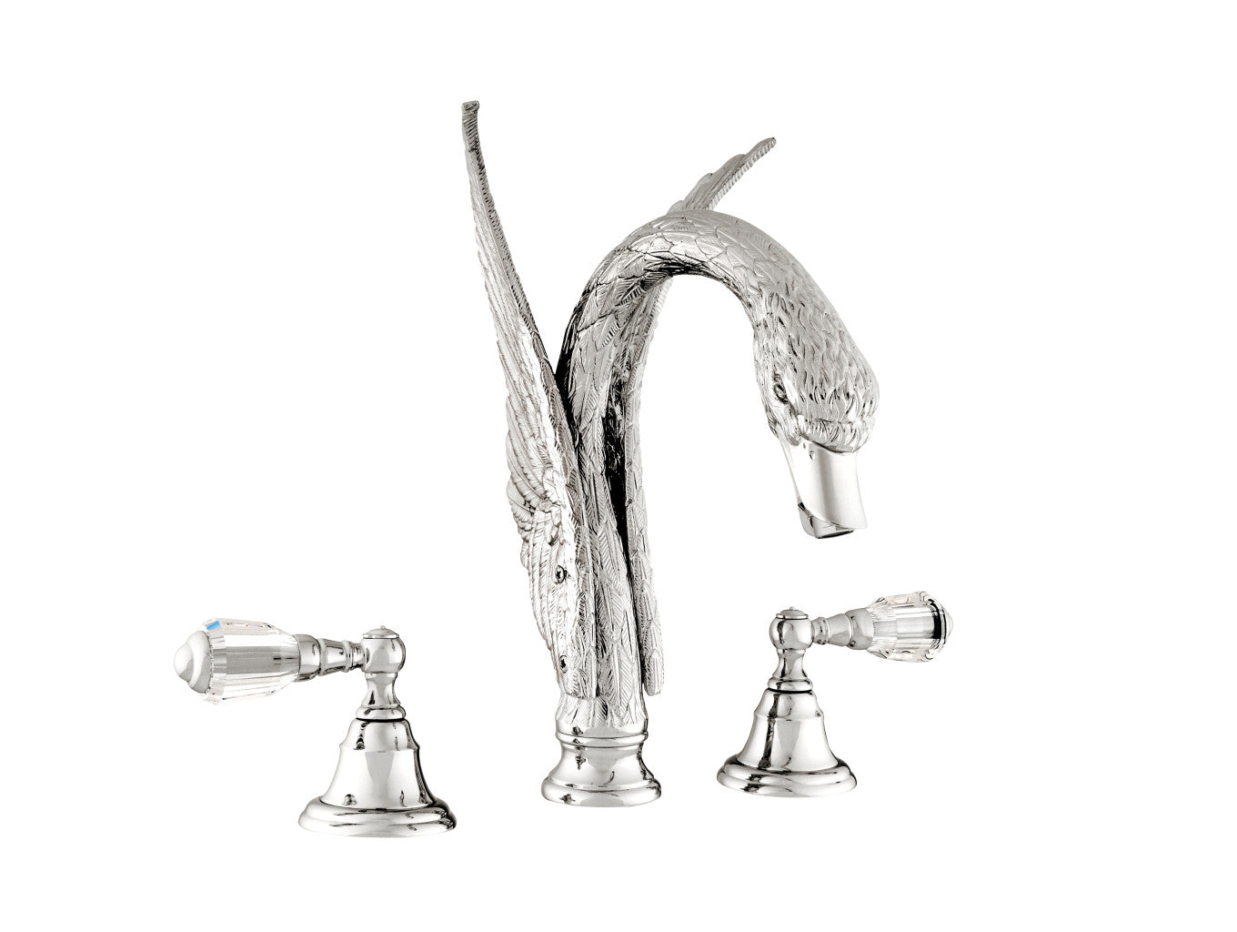 Bronces Mestre Swan Three holes basin set with Swarovski crystal - 039651