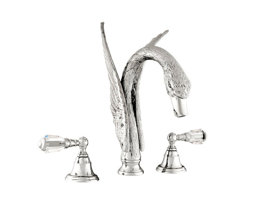 Bronces Mestre Swan Three holes basin set with Swarovski crystal - 039651