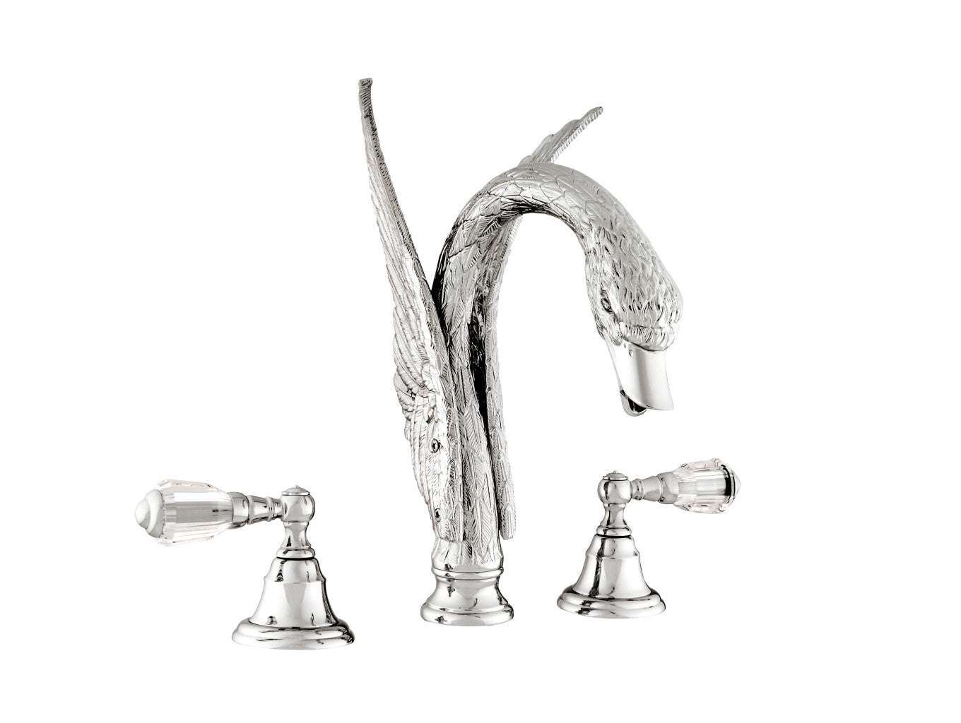 Bronces Mestre Swan Three holes bath set with Swarovski crystal Swan series - 039654