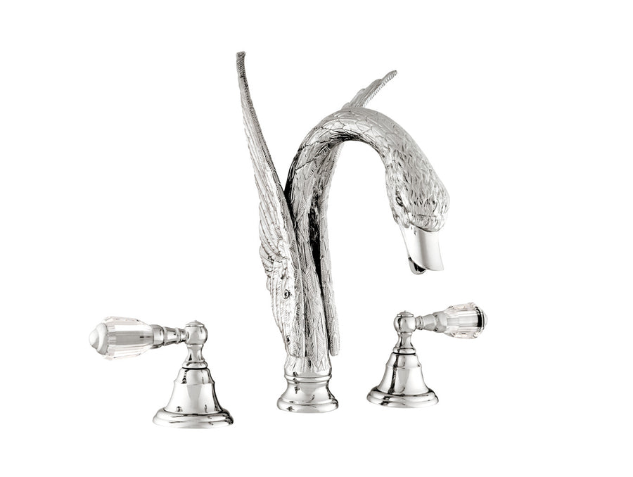 Bronces Mestre Swan Three holes bath set with Swarovski crystal Swan series - 039654