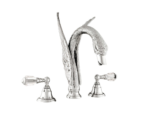 Bronces Mestre Swan Three holes bath set with Swarovski crystal Swan series - 039654