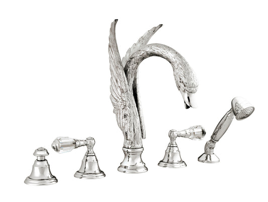Bronces Mestre Swan Five holes bath set with Swarovski crystal - 039656