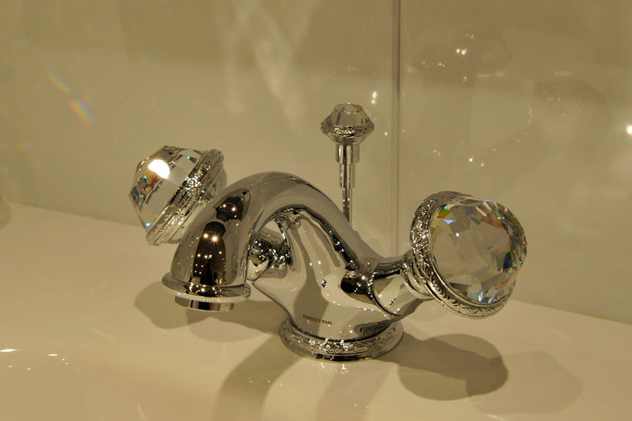 Austral One hole basin mixer with Swarovski crystal in interior - Bronces Mestre