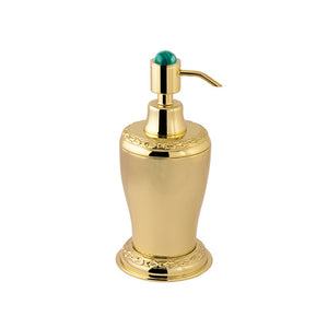 Bronces Mestre Atlantica Precious Soap dispenser with malachite stone and laurel decoration - 046086-CML