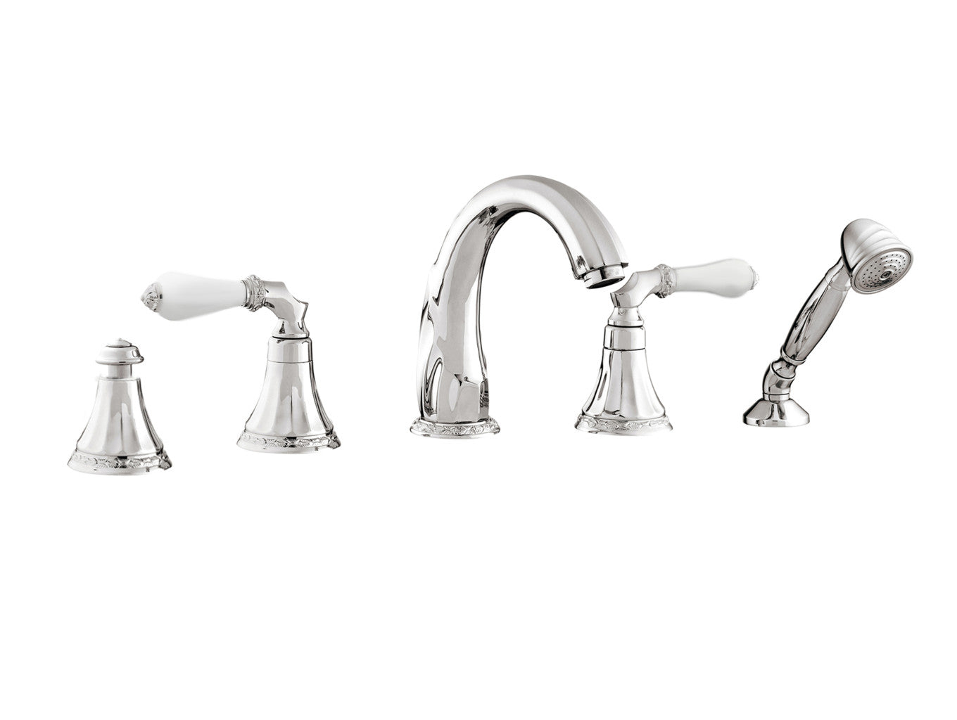 Bronces Mestre Adriatica Five holes bath set with white porcelain - 058516