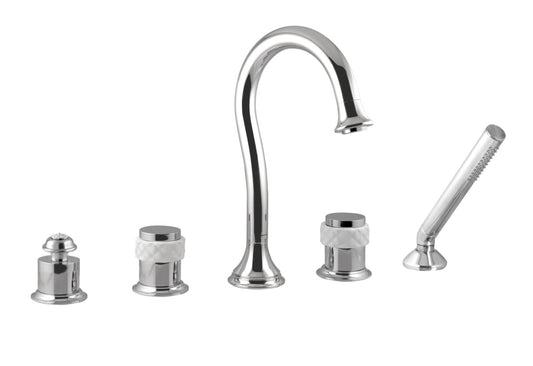 Bronces Mestre Coquette Five holes bath set with white porcelain - 065516-000