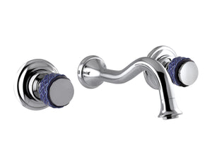 Bronces Mestre Coquette Three holes wall basin set with blue porcelain - 065533-A00