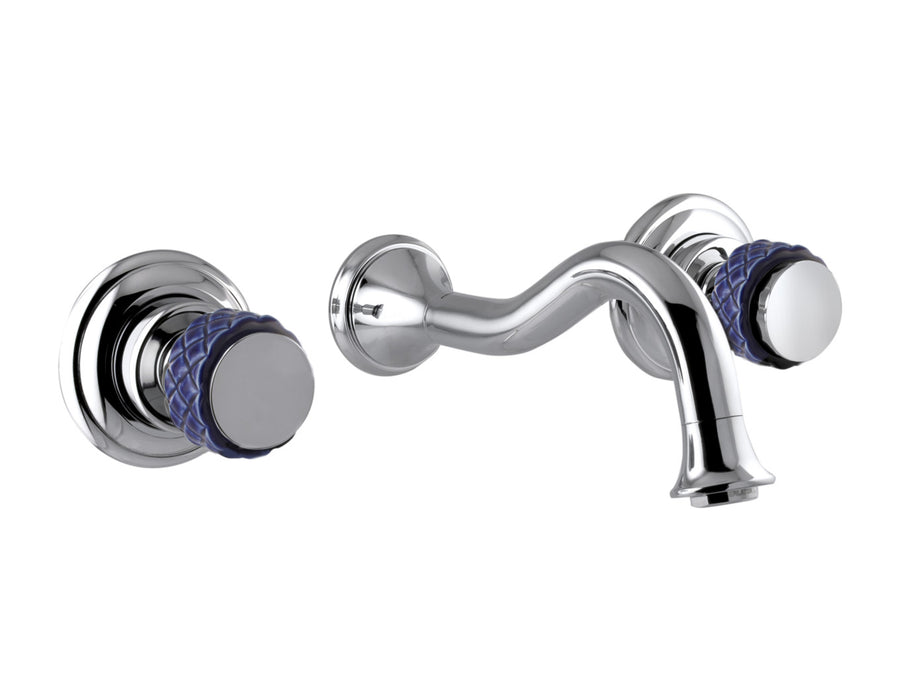 Bronces Mestre Coquette Three holes wall basin set with blue porcelain - 065533-A00