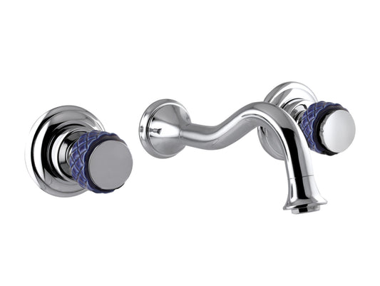 Bronces Mestre Coquette Three holes wall basin set with blue porcelain - 065533-A00