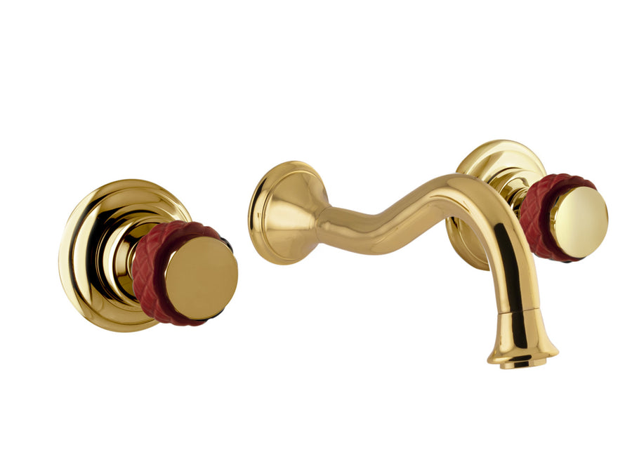 Bronces Mestre Coquette Three holes wall basin set with red porcelain - 065533-R00