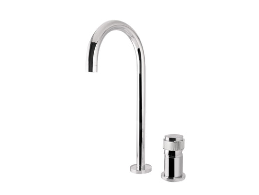 Bronces Mestre Soho Two holes single lever high basin mixer with decorated brass ring - 071408-LP0