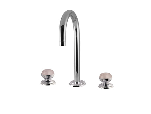 Magma Three holes basin set with pink quartz stone