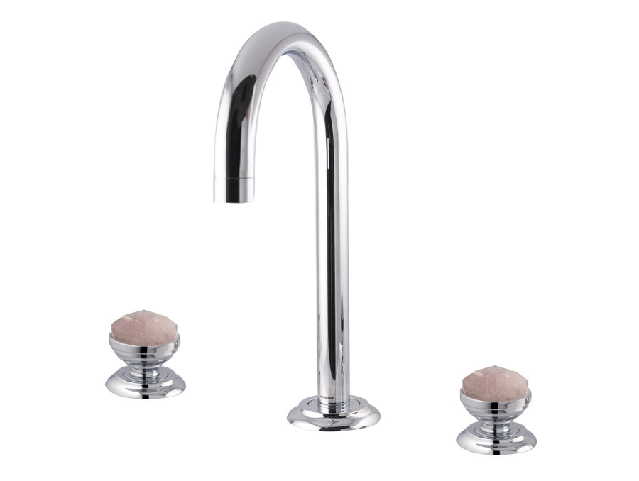 Bronces Mestre Magma Three holes basin set with pink quartz stone - 072201-QZP
