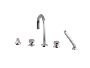 Bronces Mestre Magma Five hole bath set with pink quartz stone - 072216-QTP
