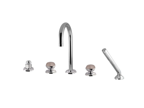 Magma Five hole bath set with pink quartz stone