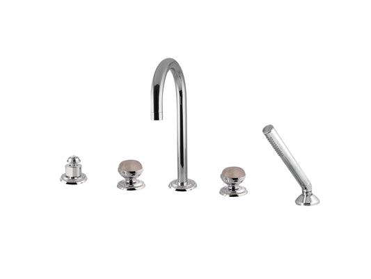 Bronces Mestre Magma Five hole bath set with pink quartz stone - 072216-QTP