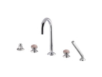 Bronces Mestre Magma Five hole bath set with pink quartz stone - 072216-QZP