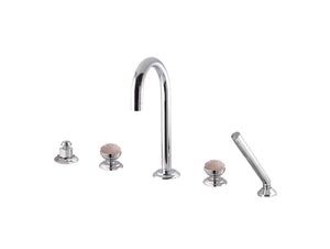Bronces Mestre Magma Five hole bath set with pink quartz stone - 072216-QZP