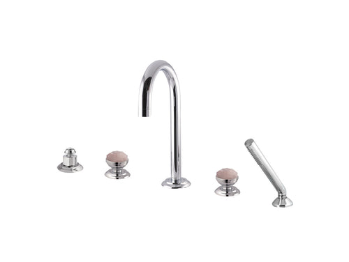Magma Five hole bath set with pink quartz stone