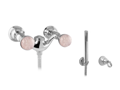 Magma Bath shower mixer with hand shower and pink quartz stone