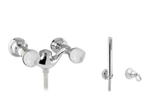 Bronces Mestre Magma Bath shower mixer with hand shower and quartz stone - 072219-QZ0