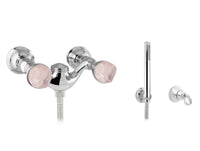 Bronces Mestre Magma Bath shower mixer with hand shower and pink quartz stone - 072219-QZP