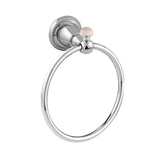 Bronces Mestre Magma Towel ring 165mm with pink quartz stone - 072273-QTP