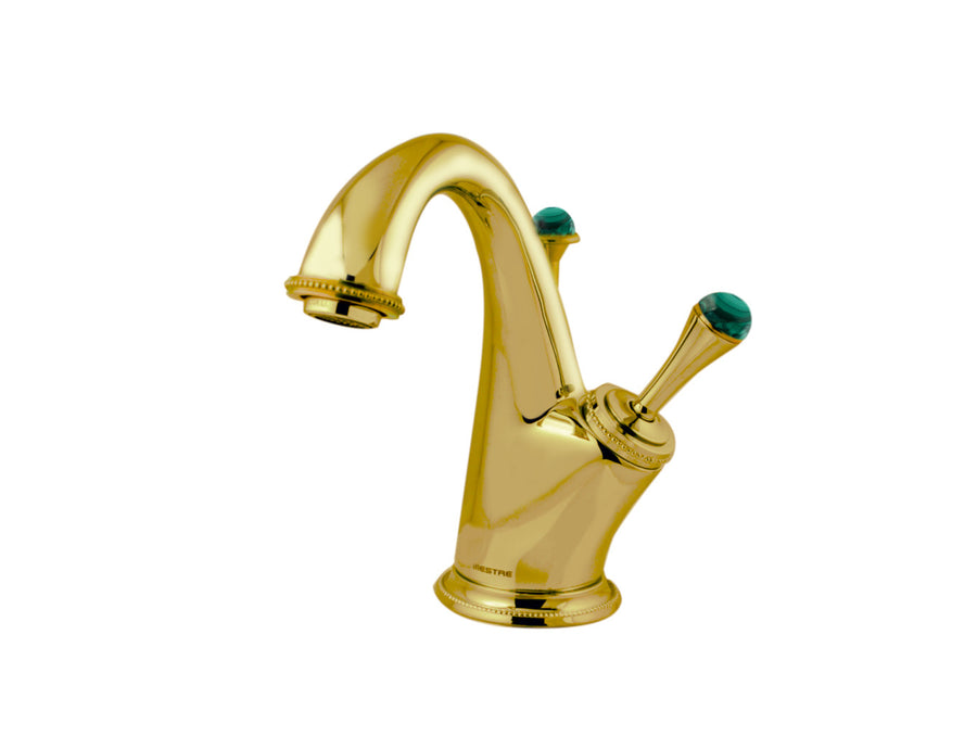 Bronces Mestre Atlantica Precious Basin monolever joystick mixer with malachite stone - 073803-ML0