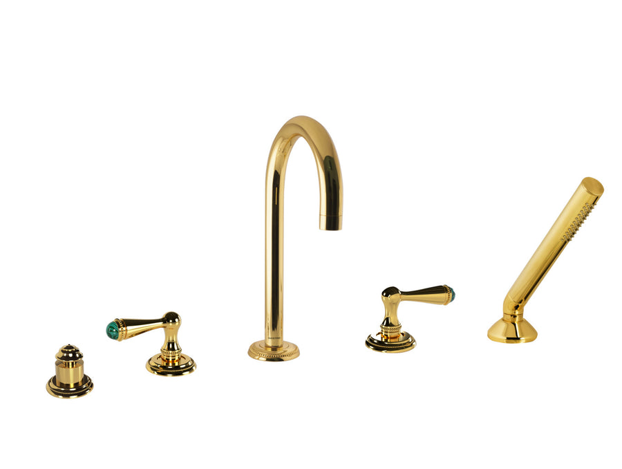 Bronces Mestre Atlantica Precious Five holes bath set with malachite stone - 073816-ML0