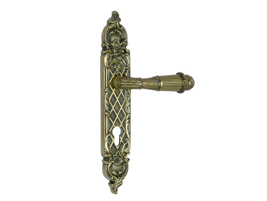 Bronces Mestre Clasica Door lever handles set on plates with keyhole europrofile 85mm - 0A1720
