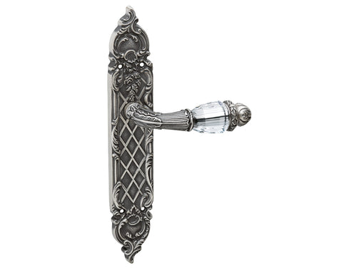 Clasica Door lever handles set on plates with Swarovski crystal