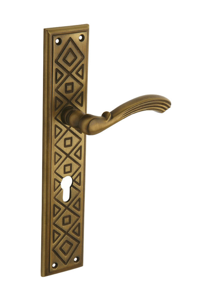 Bronces Mestre Urbe Door lever handles set on plates with keyhole europrofile 85mm - 0A1993