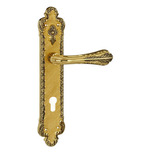 Bronces Mestre Treasure Door lever handles set on plates with keyhole europrofile 85mm - 0A2824-85Y