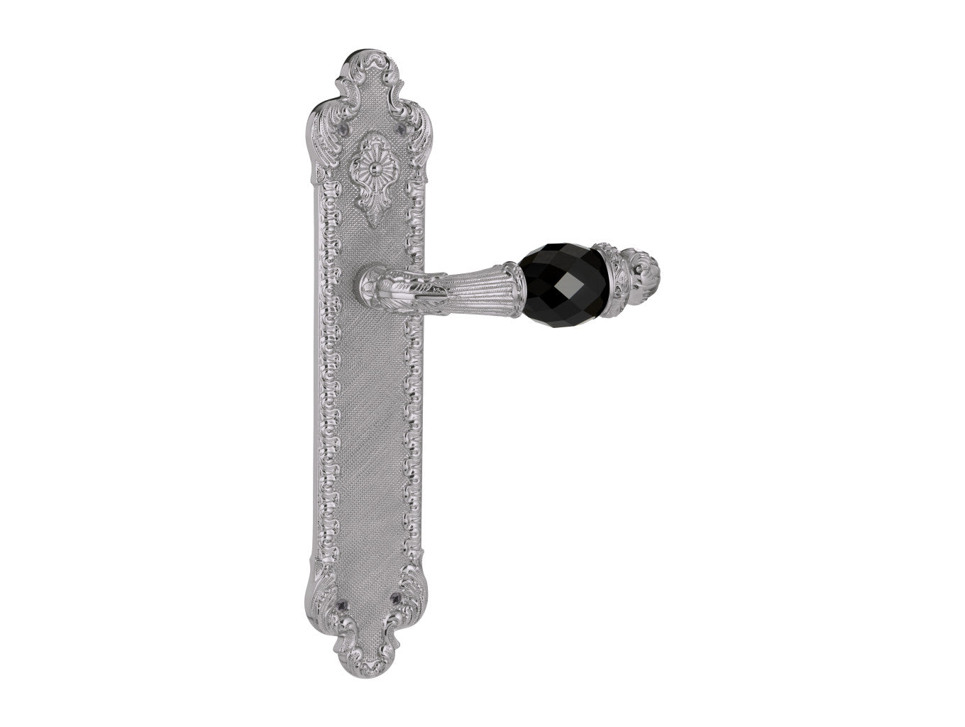 Bronces Mestre Treasure Door lever handles set on plates with Swarovski black crystal - 0A2841-N00