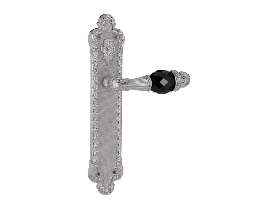 Bronces Mestre Treasure Door lever handles set on plates with Swarovski black crystal - 0A2841-N00
