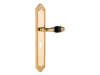 Bronces Mestre Clasica Door lever handles set with Swarovski black crystal and euro 85mm - 0A2941-N85