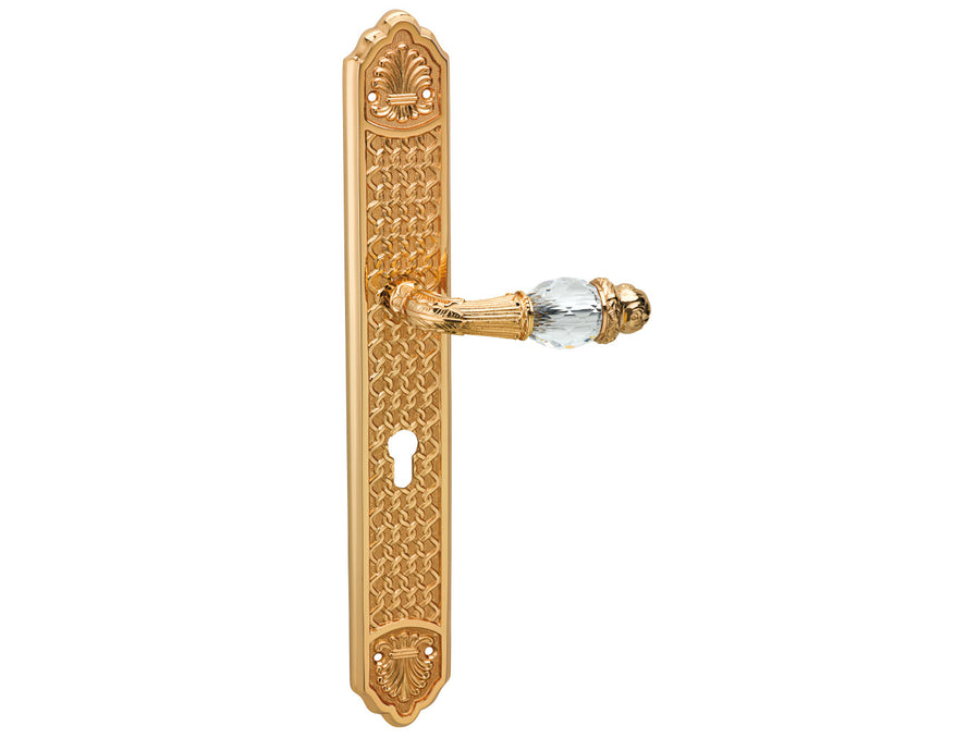 Bronces Mestre Clasica Door handles set on plates with Swarovski crystal and europrofile - 0A3041-85Y