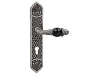 Bronces Mestre Clasica Door lever handles set with Swarovski black crystal and euro 85mm - 0A3141-N85