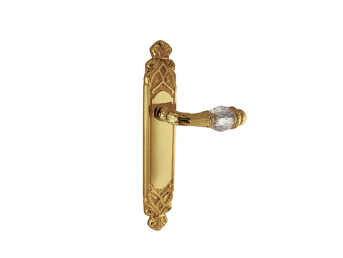 Clasica Door lever handles set on plates with Swarovski crystal