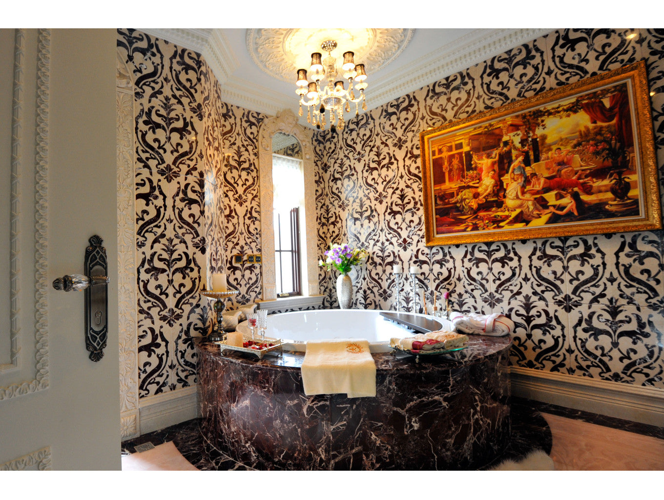 Clasica Door lever handles set on plates with Swarovski crystal in interior - Bronces Mestre
