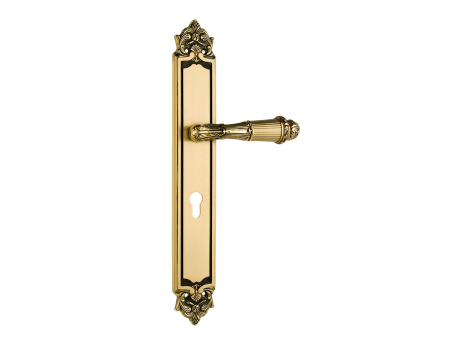 Bronces Mestre Clasica Door lever handles set on plates with keyhole europrofile 85mm - 0A3720-85Y