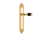Bronces Mestre Clasica Door lever handles set with Swarovski black crystal and euro 85mm - 0A3741-N85