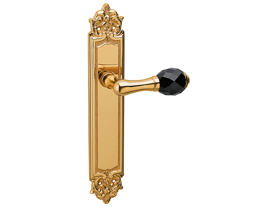 Bronces Mestre Clasica Door lever handles set on plates with Swarovski black crystal - 0A3840-N00