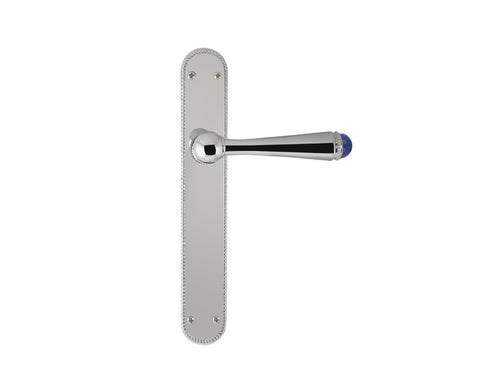 Metropolis Precious Door lever handles set on plates with lapislazuli stone