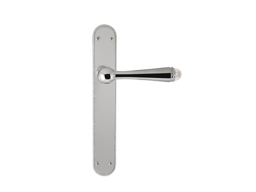 Metropolis Precious Door lever handles set on plates with quartz stone