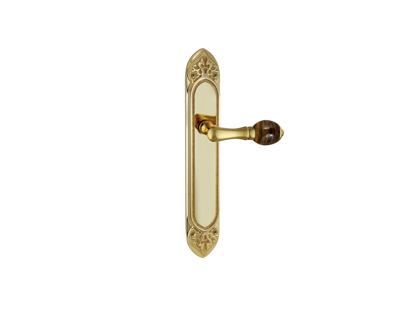 Bronces Mestre Mihrab Precious Door handle on plate with tiger eye stone 53x300mm - 0A4140-TG0