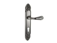 Bronces Mestre Mihrab Door lever handles set on plates with keyhole europrofile 85mm - 0A4144-85Y